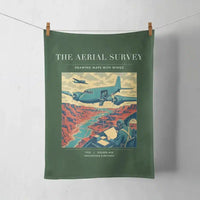 Thumbnail for VINTAGE G4031 - The Aerial Survey - Designed Towels design on darkgreen