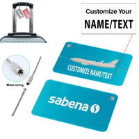 Thumbnail for sabena Aluminum Airplane Luggage tag, Blue + NAME