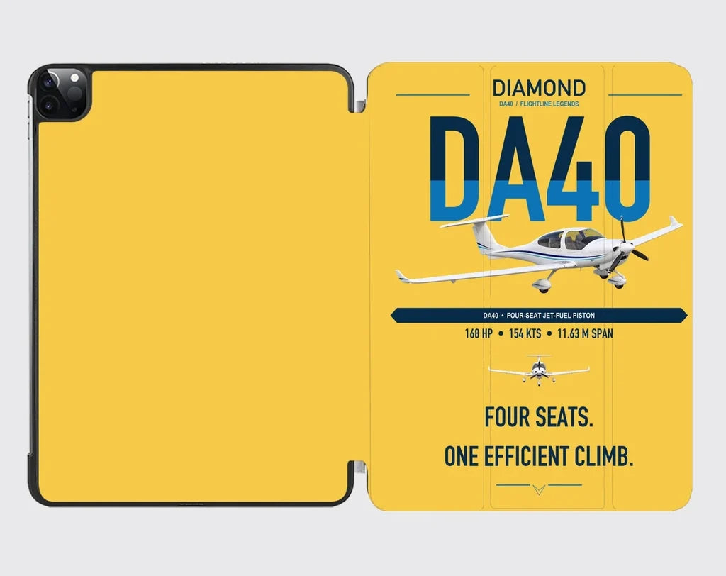 Diamond DA40 design on yellow ipad tablet case