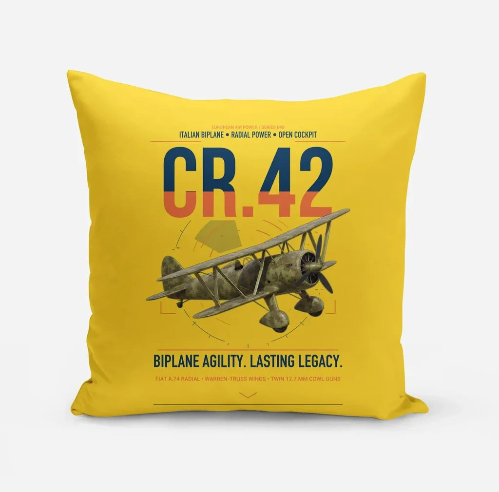 Fiat CR.42 Falco design on yellow pillow