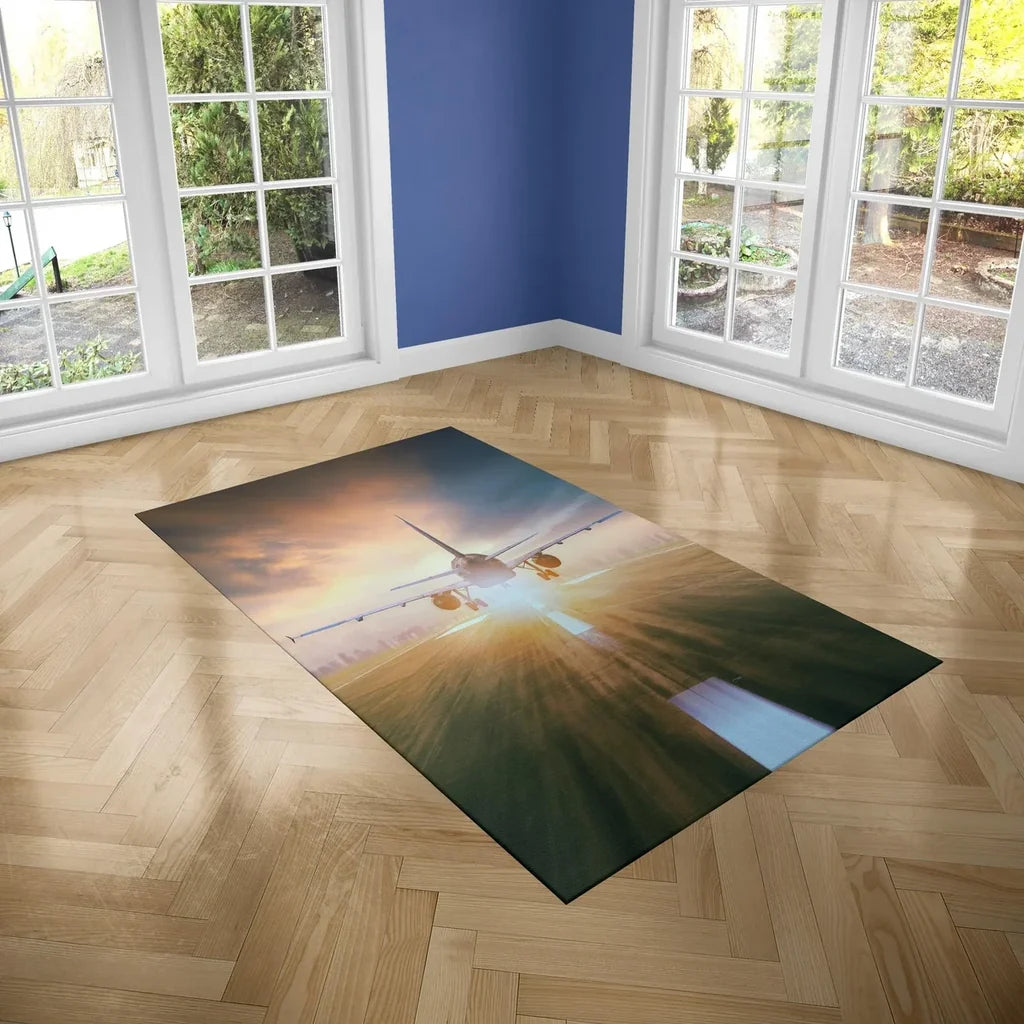 Airplane Flying Over Runway Floor Mat - view 3
