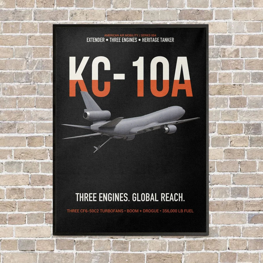 KC-10A EXTENDER vertical canvas print - framed - black background