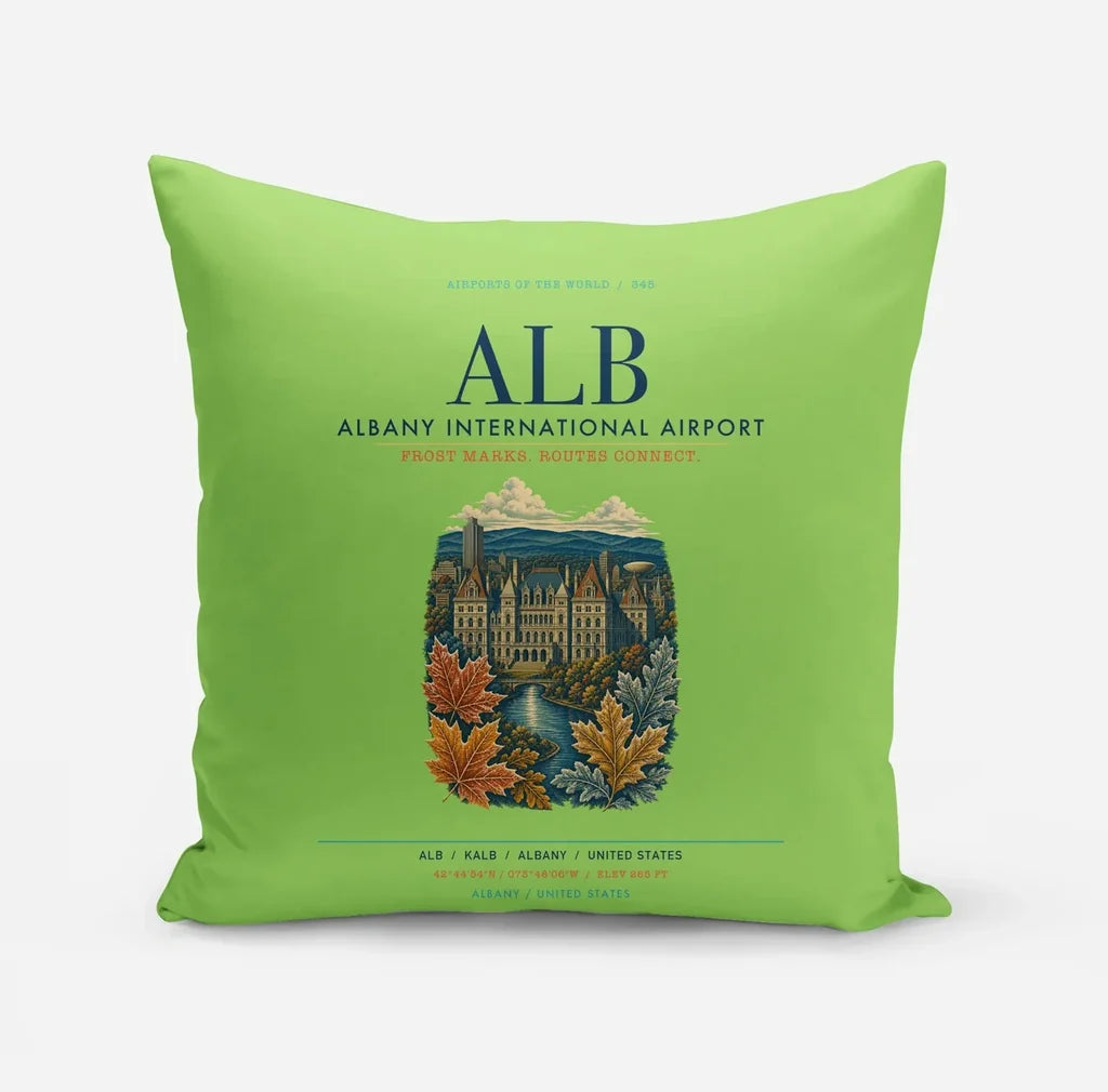 Albany International Airport (ALB) design on light green pillow