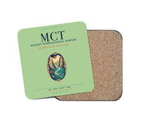 Thumbnail for Muscat International Airport (MCT) design on light green 1 piece coaster