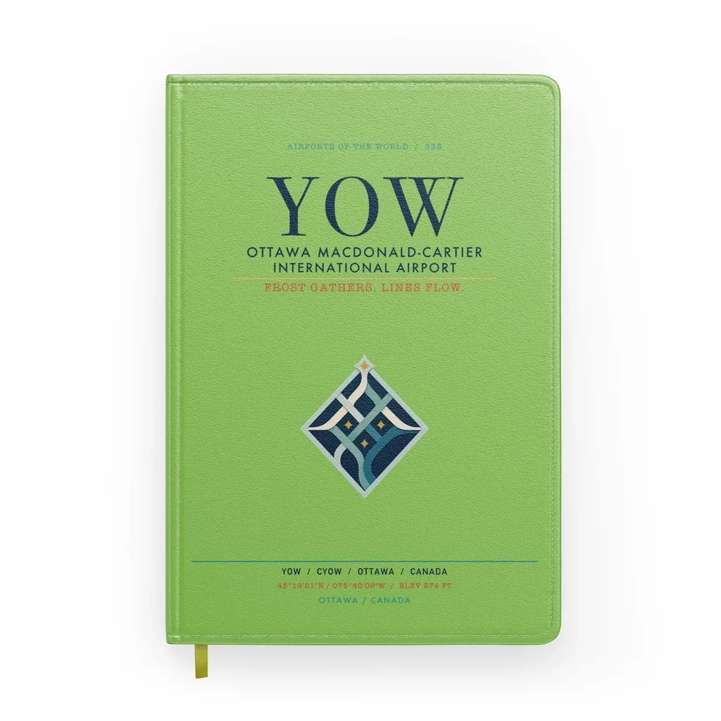 Ottawa Macdonald-Cartier International Airport (YOW) design on light green notebook