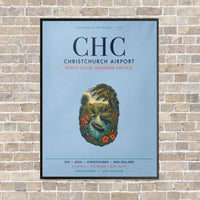 Thumbnail for Christchurch Airport CHC vertical canvas print - framed - light blue background
