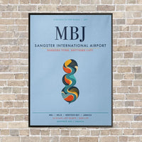 Thumbnail for Sangster International Airport MBJ vertical canvas print - framed - light blue background