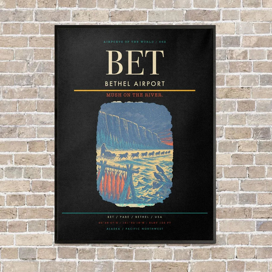 Bethel Airport BET - Canvas Framed - Black