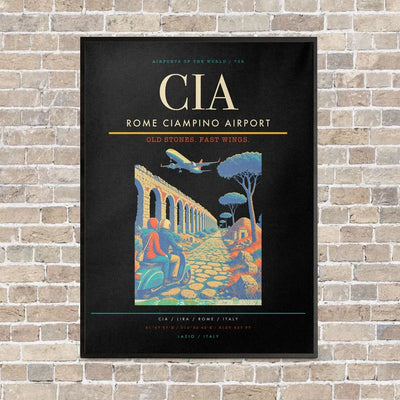 Rome Ciampino Airport CIA - Canvas Framed - Black