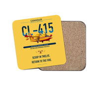 Thumbnail for Canadair CL-415 design on yellow 1 piece coaster