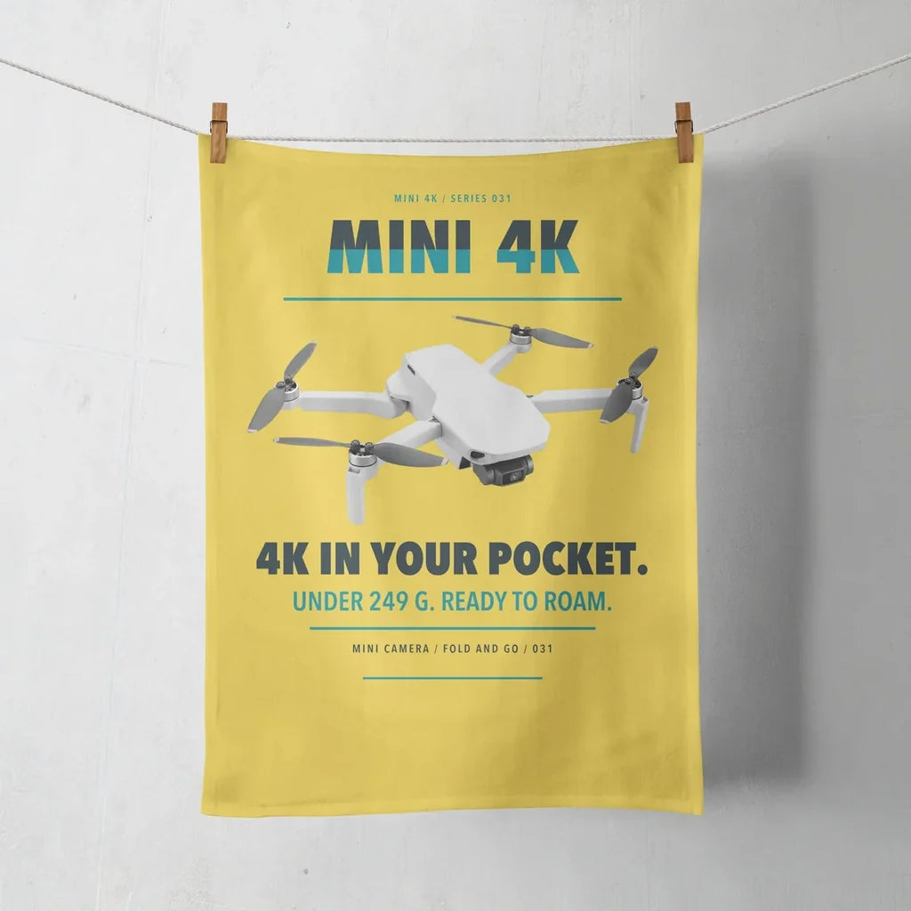 DJI Mini 4K design on yellow towel