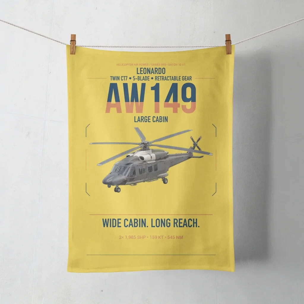 Leonardo AW149 design on yellow towel