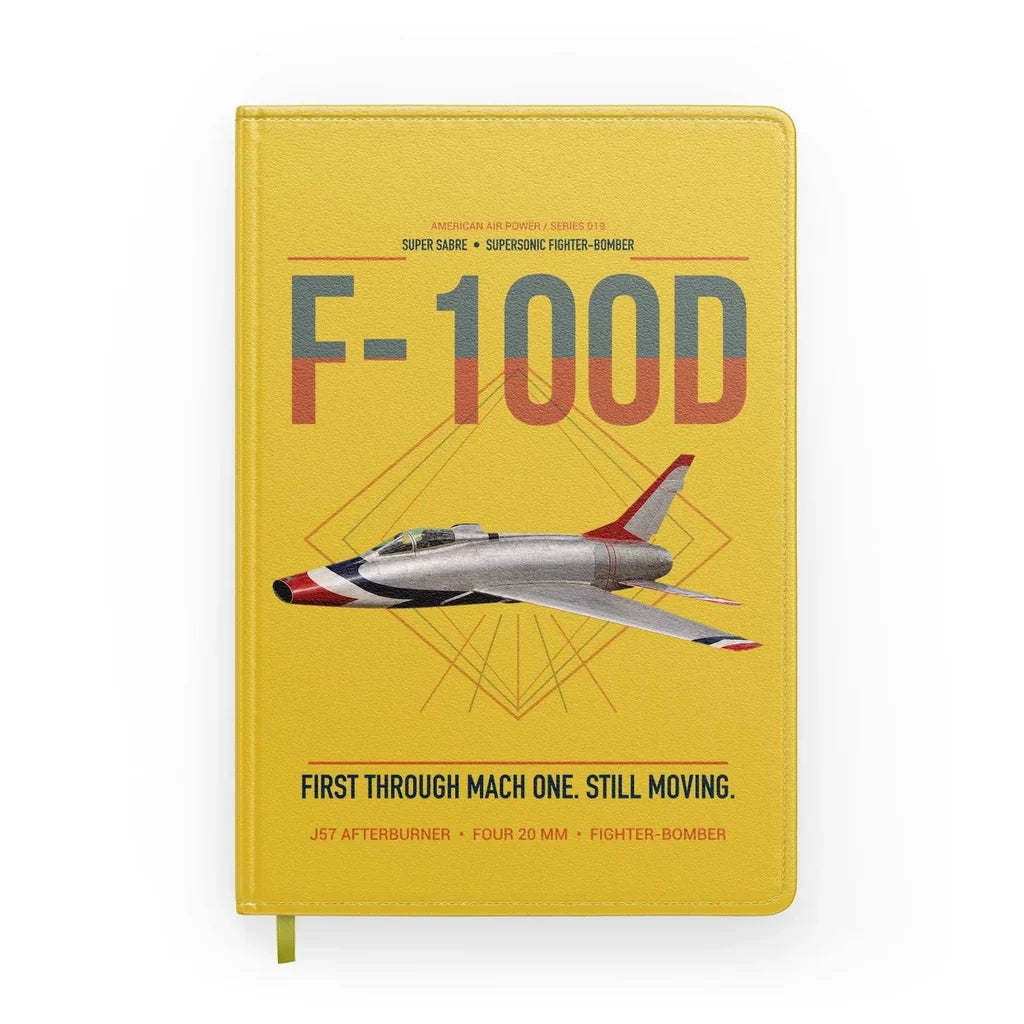 F-100D Super Sabre design on yellow notebook