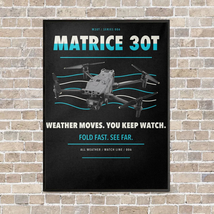 DJI Matrice 30T vertical canvas print - framed - black background