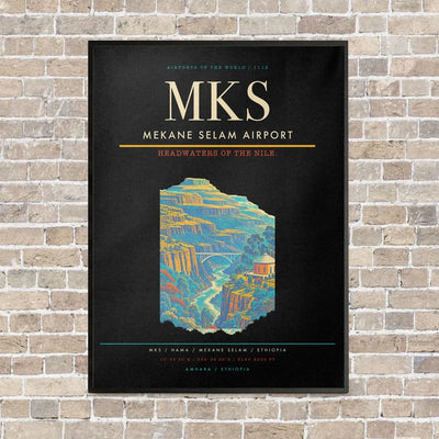 Mekane Selam Airport MKS - Canvas Framed - Black