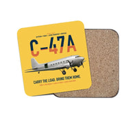Thumbnail for C-47A Skytrain design on yellow 1 piece coaster