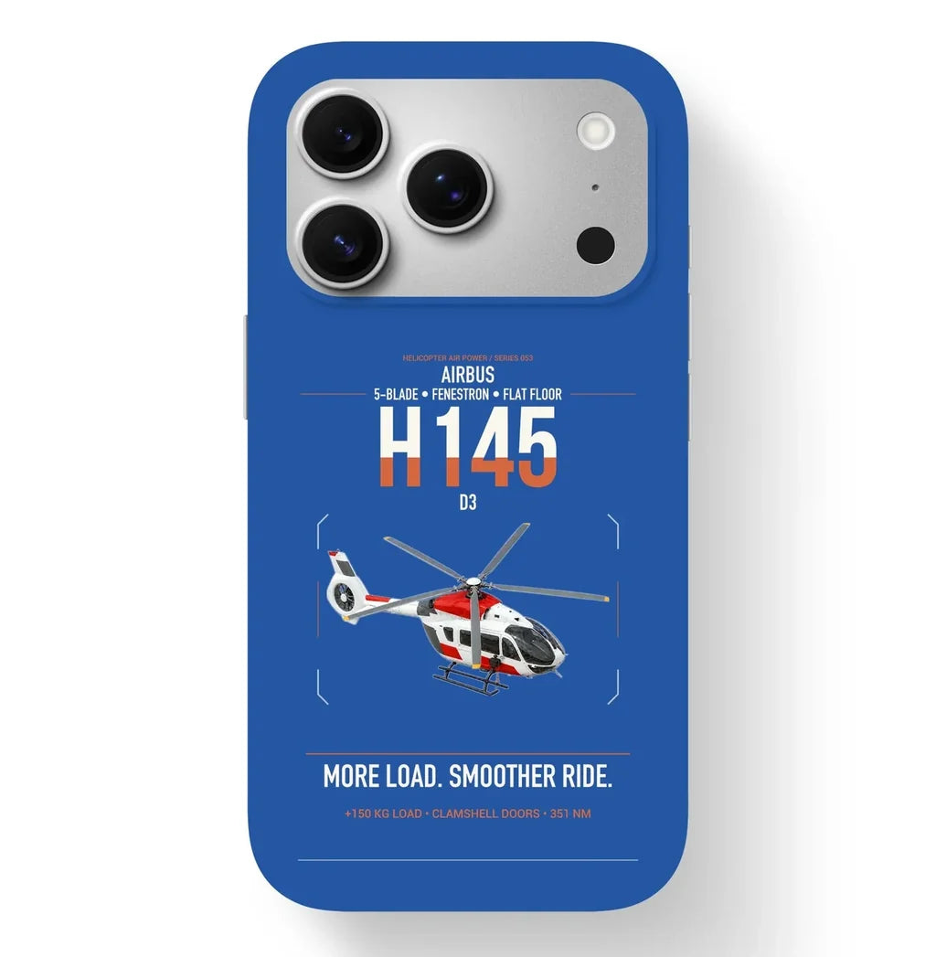 Airbus H145 D3 design on blue magsafe iphone case, for iPhone 17 Pro