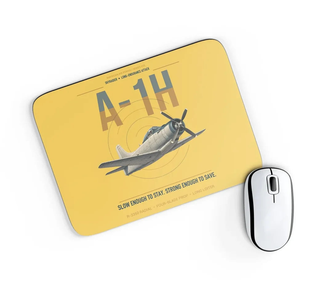 A-1H Skyraider design on yellow rectangle mouse pad