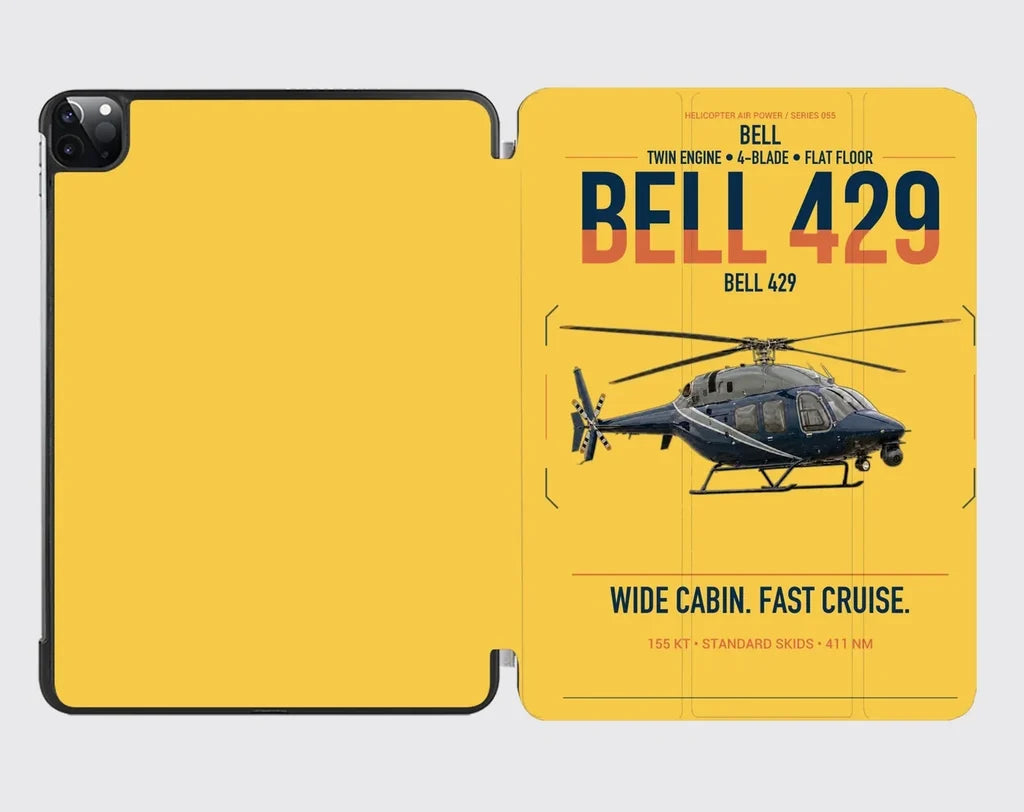 Bell 429 design on yellow ipad tablet case