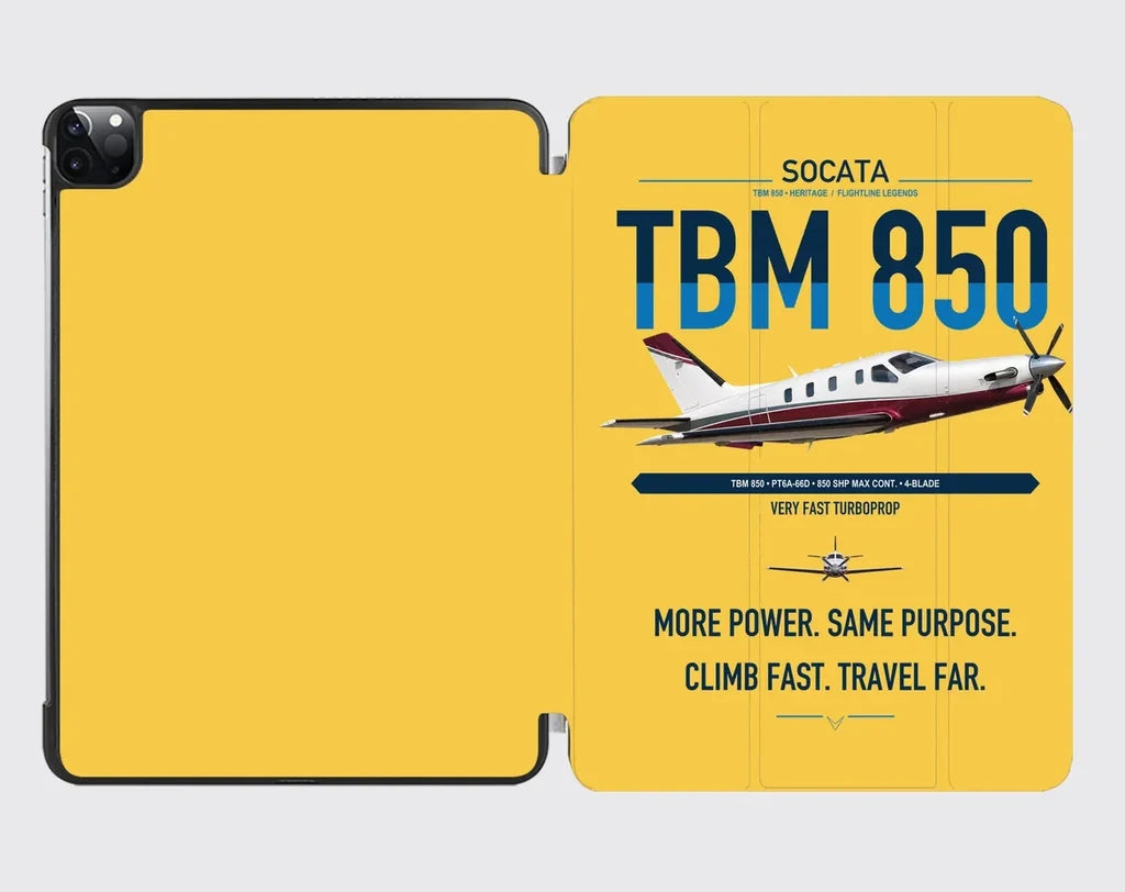 Socata TBM 850 design on yellow ipad tablet case