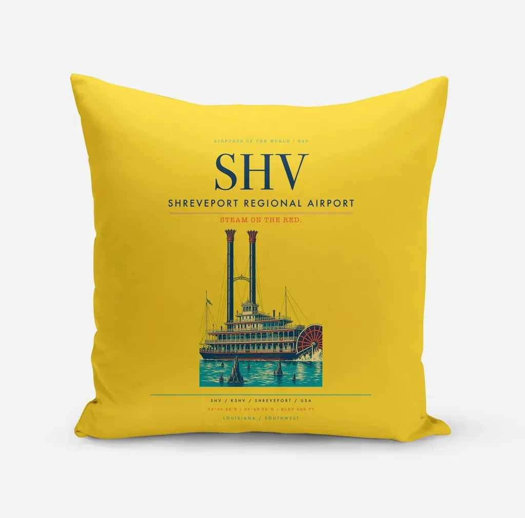 Shreveport Regional Airport (SHV) design on yellow pillow