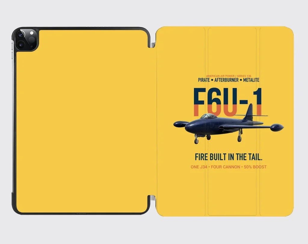 F6U-1 Pirate Fire Built in the Tail design on yellow ipad tablet case