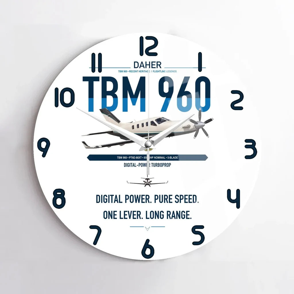 Daher TBM 960 design on white no frame wall clock