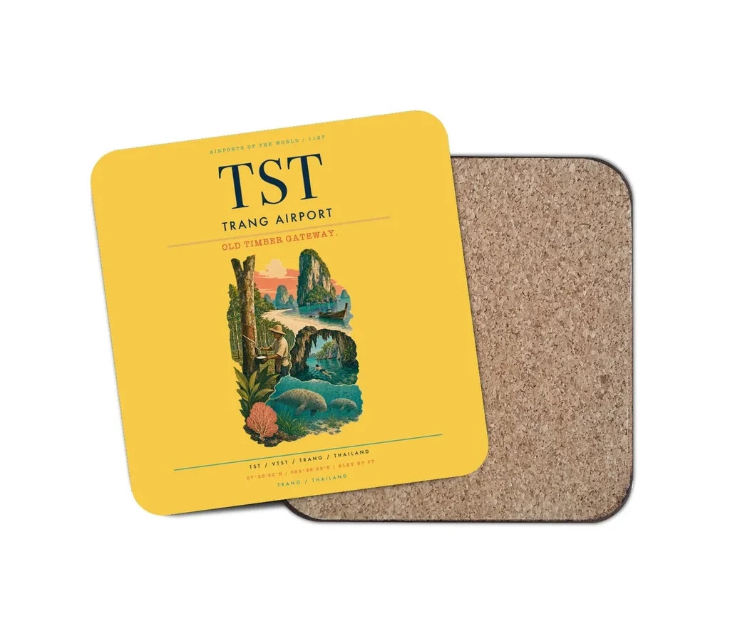 Trang Airport (TST) design on yellow 1 piece coaster