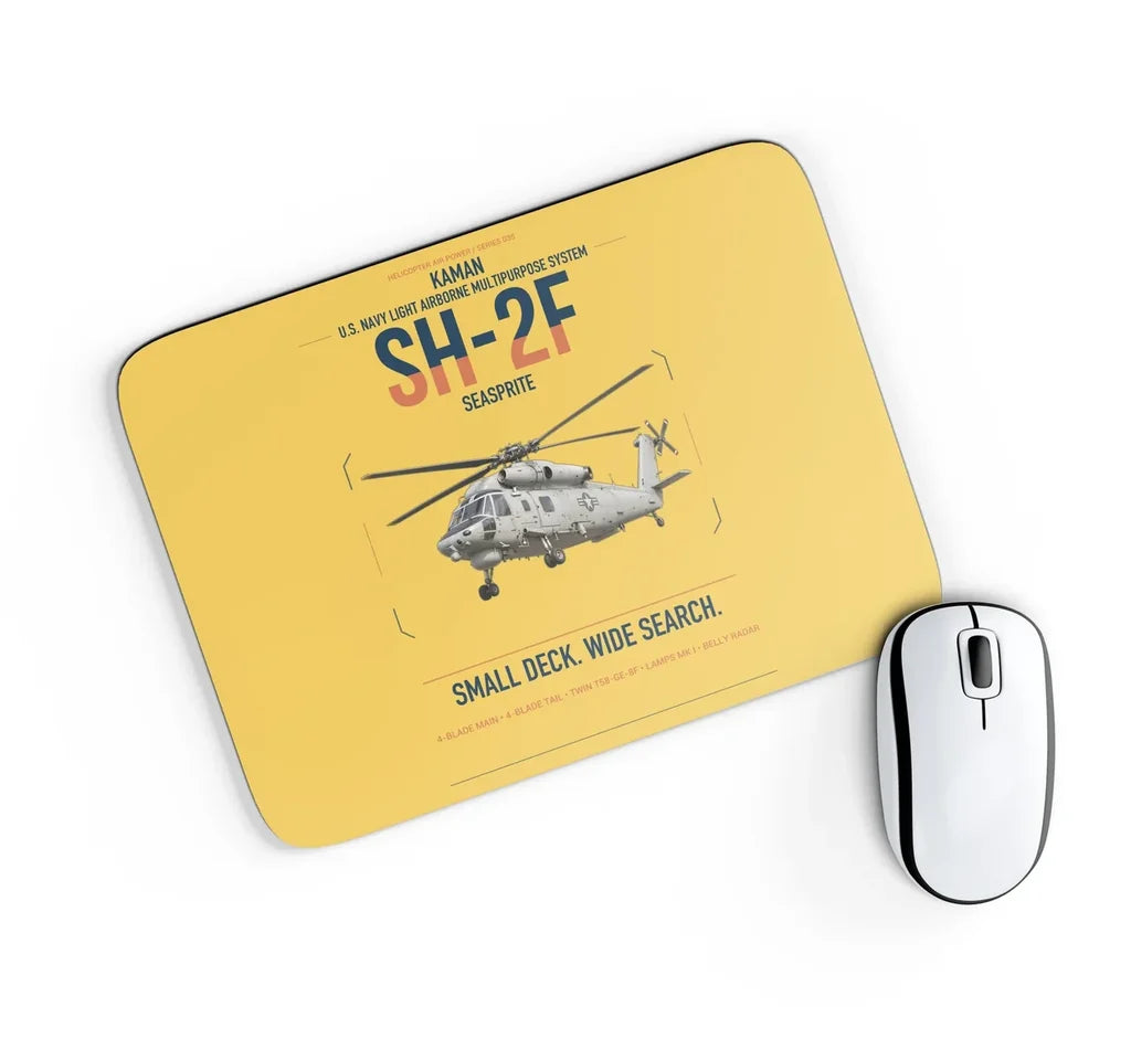 Kaman SH-2F Seasprite design on yellow rectangle mouse pad