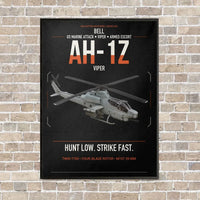 Thumbnail for Bell AH-1Z Viper vertical canvas print - framed - black background