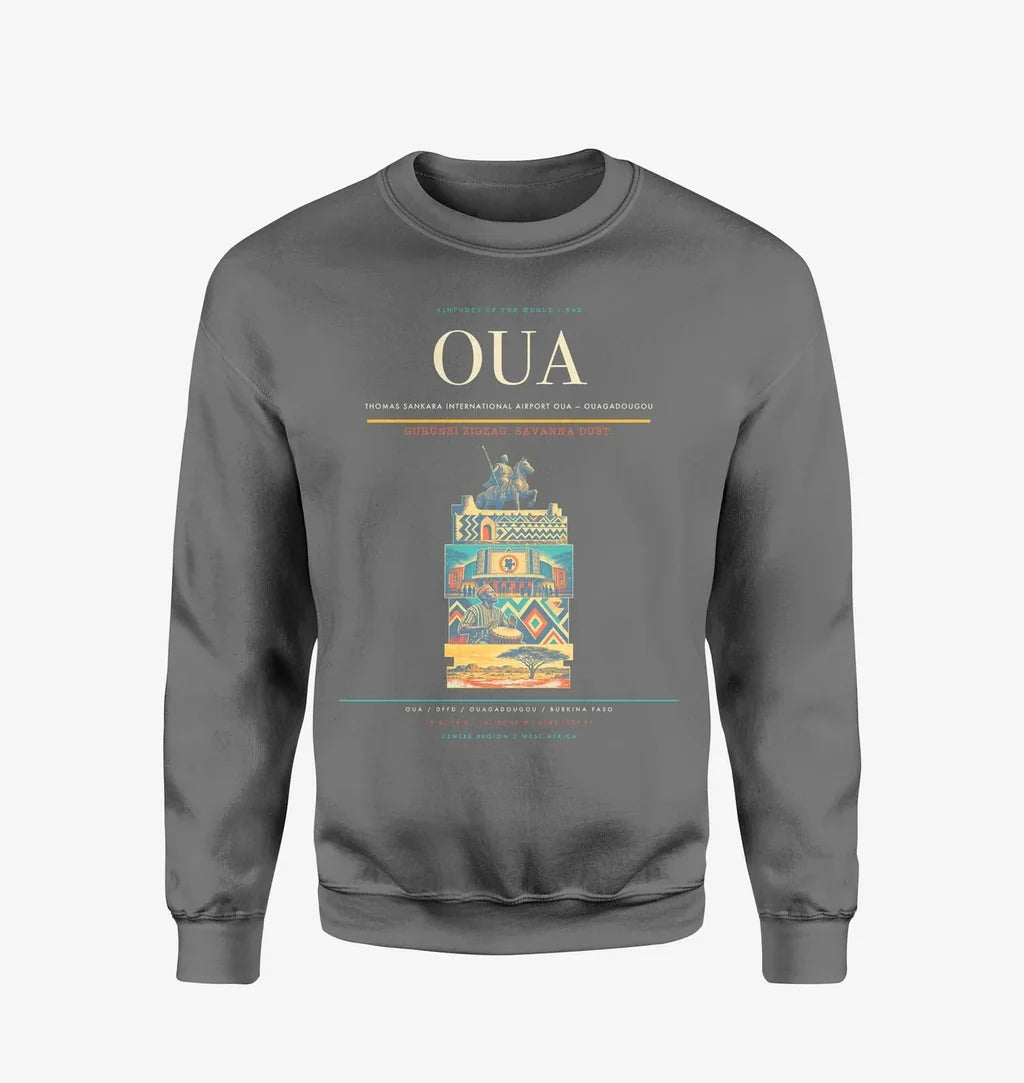 Thomas Sankara International Airport (OUA) design on gray sweatshirt