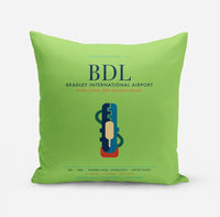 Thumbnail for Bradley International Airport (BDL) design on light green pillow