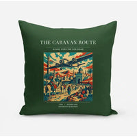 Thumbnail for VINTAGE G4040 - The Caravan Route - Designed Pillows design on darkgreen