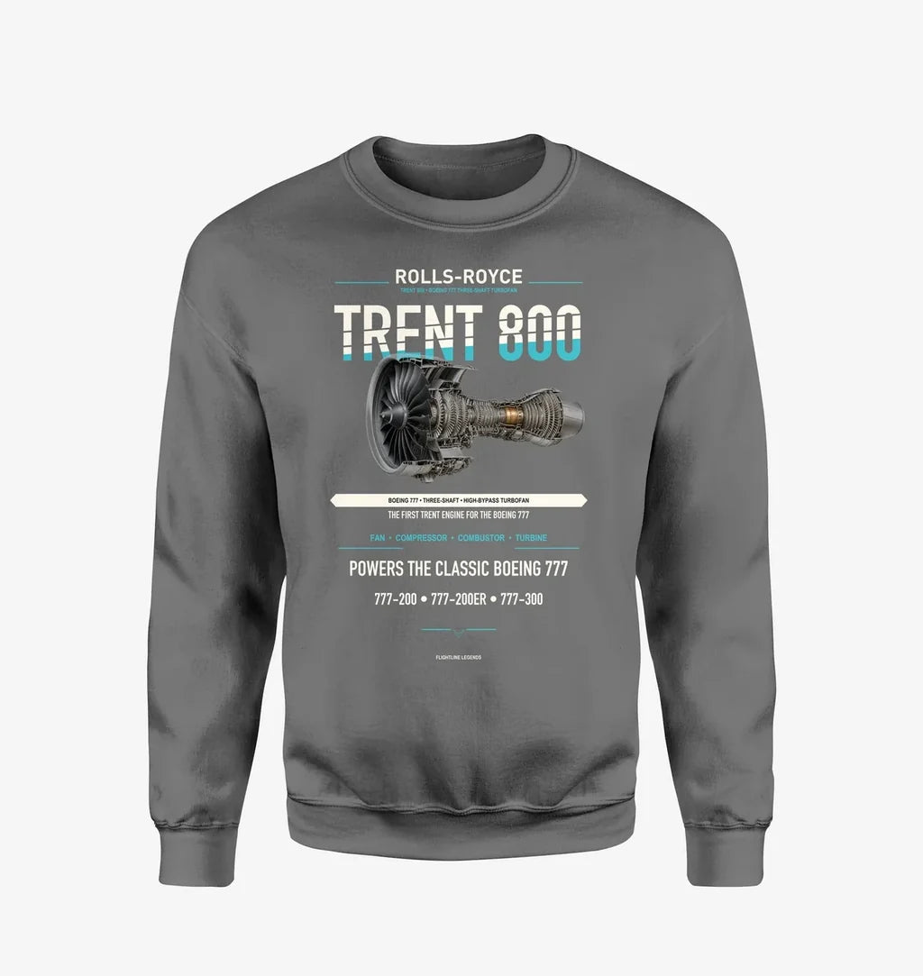 TRENT 800 design on gray sweatshirt