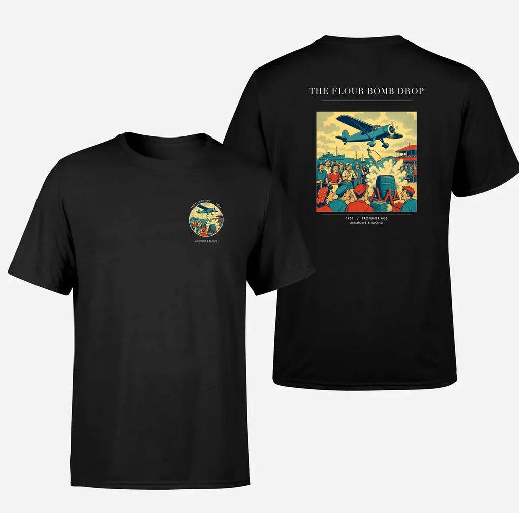 VINTAGE G4259 - The Flour Bomb Drop - Double-Side T-Shirt design on black double side t shirt