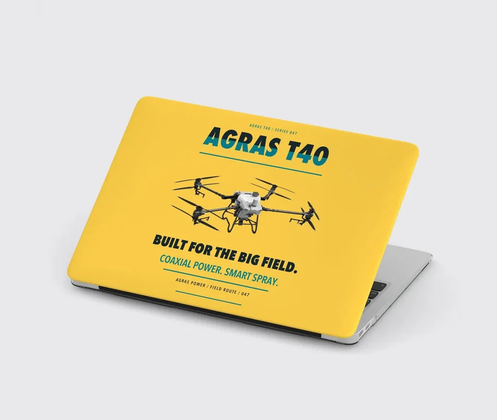 DJI Agras T40 design on yellow MacBook case