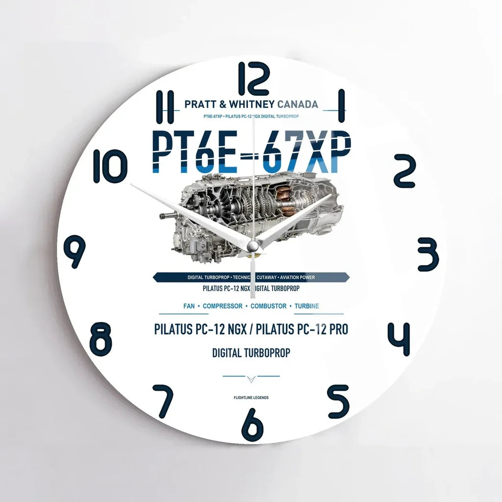 PT6E-67XP design on white no frame wall clock