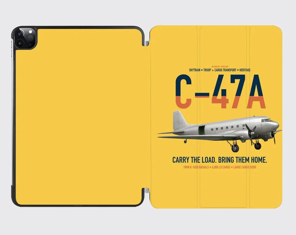 C-47A Skytrain design on yellow ipad tablet case