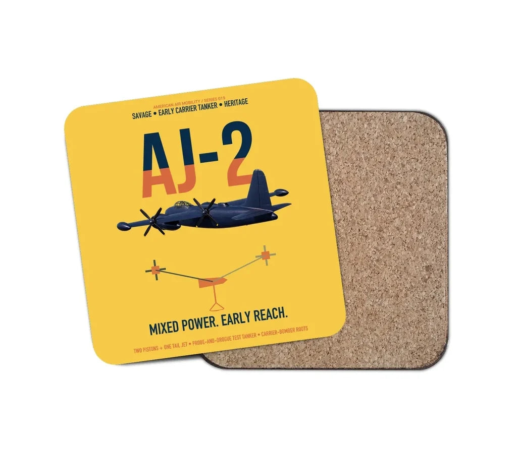 AJ-2 Savage Tanker design on yellow 1 piece coaster