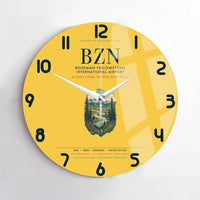 Thumbnail for Bozeman Yellowstone International Airport (BZN) design on yellow no frame wall clock