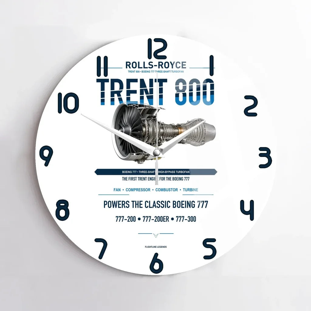 TRENT 800 design on white no frame wall clock