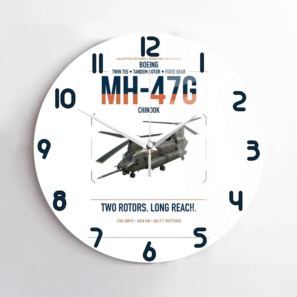 Boeing MH-47G Chinook design on white no frame wall clock
