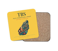 Thumbnail for Tbilisi International Airport (TBS) design on yellow 1 piece coaster