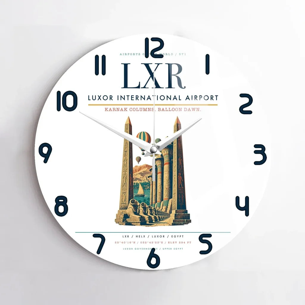 Luxor International Airport (LXR) design on white no frame wall clock