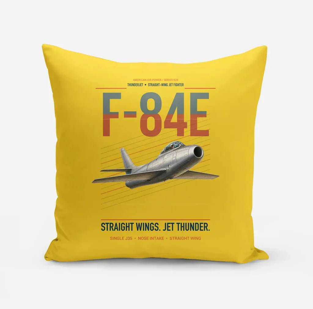 F-84E Thunderjet design on yellow pillow