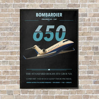 Thumbnail for Bombardier Challenger 650 vertical canvas print - framed - black background