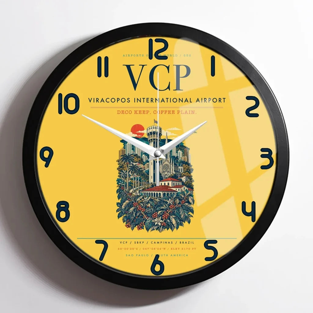 Viracopos International Airport VCP Wall-Clock Framed - Yellow