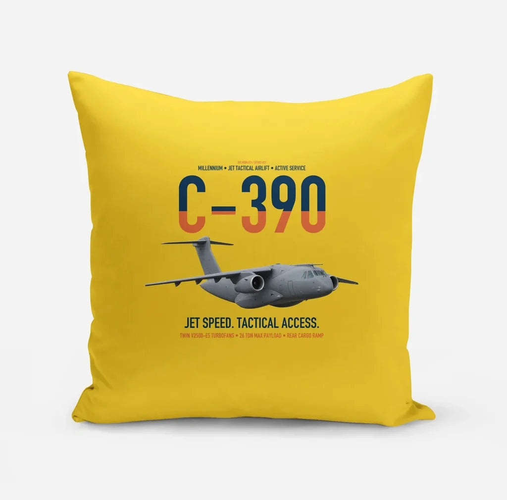 C-390 Millennium design on yellow pillow