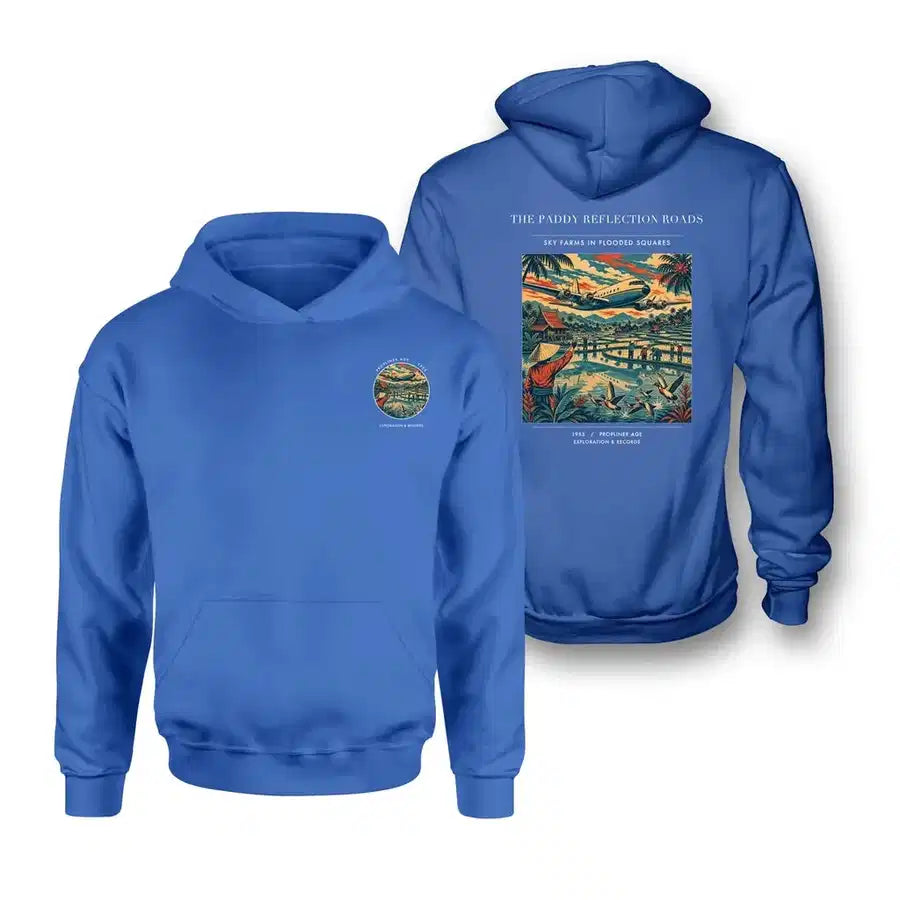 VINTAGE G4497 - The Paddy Reflection Roads - Double-Side Hoodie design on blue double side