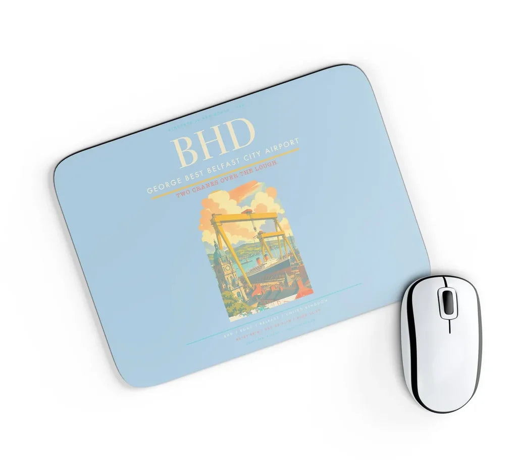 George Best Belfast City Airport BHD Mouse-Pad Rectangle - Light Blue